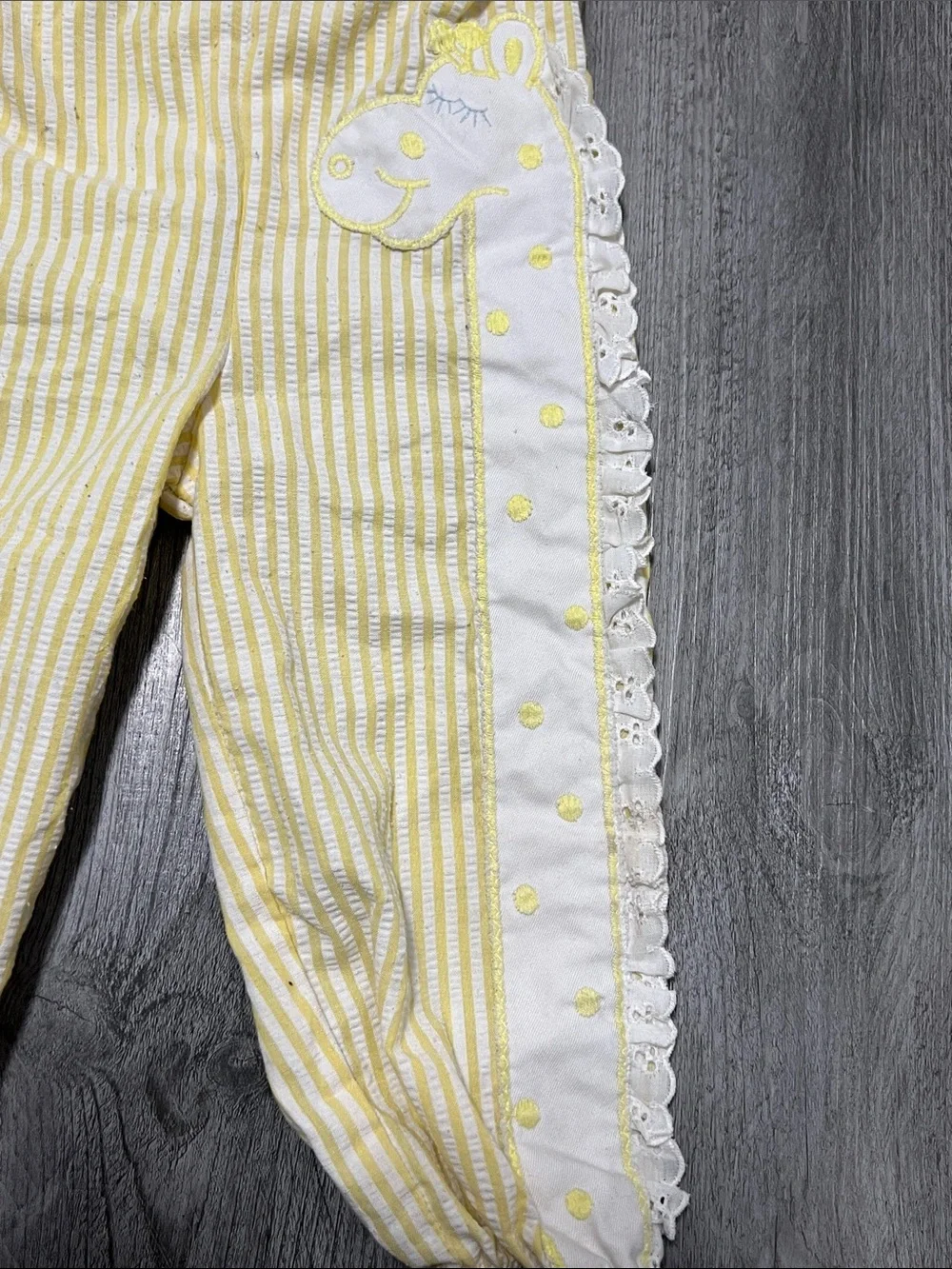 Carter’s toddler vintage light yellow striped one piece romper / size 2T